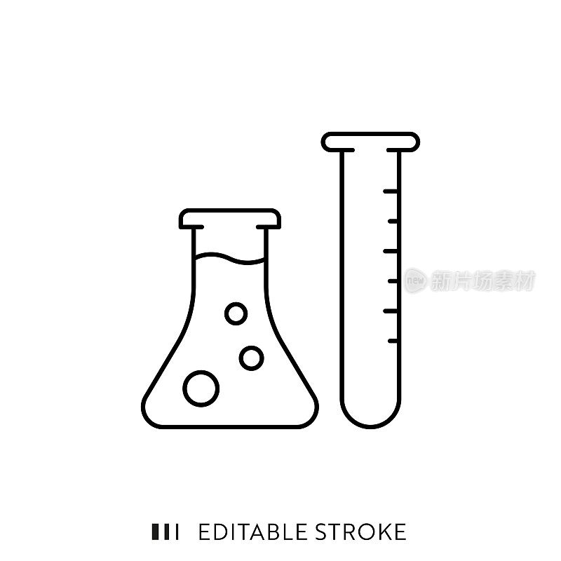 实验室线图标设计与可编辑的笔触。适用于信息图表，网页，移动应用程序，UI, UX和GUI设计。